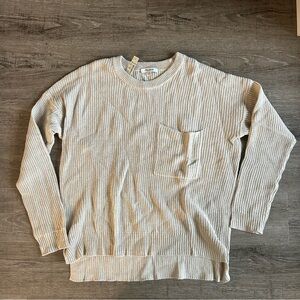 Madewell Cream Ribbed Crewneck Sweater NWT